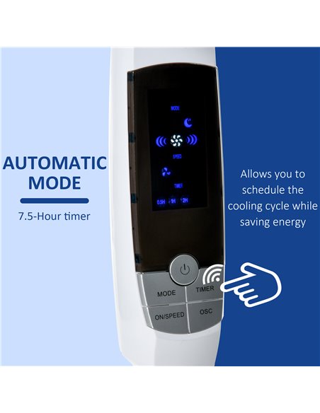 HOMCOM Pedestal Fan 54'' with LED Display, 3 Speeds, 3 Modes, 85 Oscillation, Adjustable Height & Remote Control for Living Room - pic 70600 | FastDaddyshop
