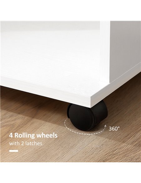 HOMCOM Open Wardrobe with Hanging Rail and Storage Shelves w/Wheels Bedroom-White - pic 7061 | FastDaddyshop