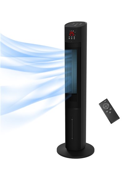 HOMCOM Tower Oscillating Fan, Electric Cooling Fan with Ice Pack, Remote, 3.5L Water Tank, 12H Timer, Sleep Mode 824-075V70BK - pic 70621 | FastDaddyshop