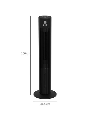 HOMCOM Tower Oscillating Fan, Electric Cooling Fan with Ice Pack, Remote, 3.5L Water Tank, 12H Timer, Sleep Mode 824-075V70BK