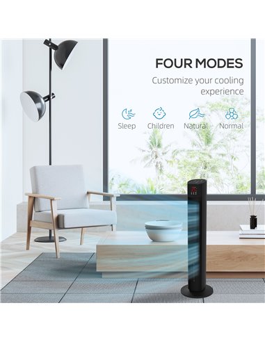 HOMCOM Tower Oscillating Fan, Electric Cooling Fan with Ice Pack, Remote, 3.5L Water Tank, 12H Timer, Sleep Mode 824-075V70BK