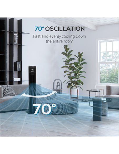 HOMCOM Tower Oscillating Fan, Electric Cooling Fan with Ice Pack, Remote, 3.5L Water Tank, 12H Timer, Sleep Mode 824-075V70BK - pic 70627 | FastDaddyshop