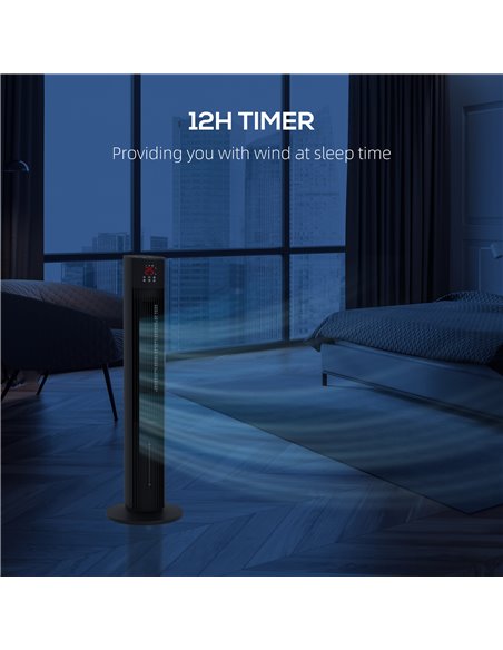 HOMCOM Tower Oscillating Fan, Electric Cooling Fan with Ice Pack, Remote, 3.5L Water Tank, 12H Timer, Sleep Mode 824-075V70BK - pic 70628 | FastDaddyshop