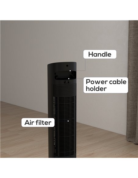 HOMCOM Tower Oscillating Fan, Electric Cooling Fan with Ice Pack, Remote, 3.5L Water Tank, 12H Timer, Sleep Mode 824-075V70BK - pic 70629 | FastDaddyshop