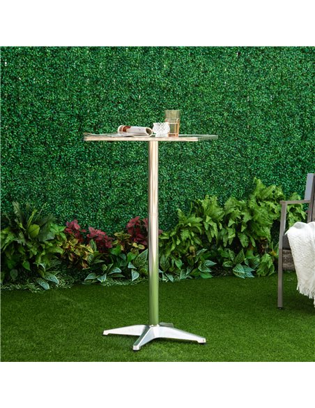 HOMCOM Height Adjustable Bistro Table Pub Bar Square Table Stainless Steel Top Aluminium Edge 60 x 60cm 02-0175 - pic 70631 | FastDaddyshop