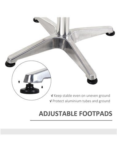 HOMCOM Height Adjustable Bistro Table Pub Bar Square Table Stainless Steel Top Aluminium Edge 60 x 60cm 02-0175