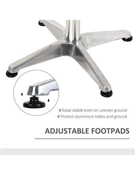 HOMCOM Height Adjustable Bistro Table Pub Bar Square Table Stainless Steel Top Aluminium Edge 60 x 60cm 02-0175 - pic 70635 | FastDaddyshop