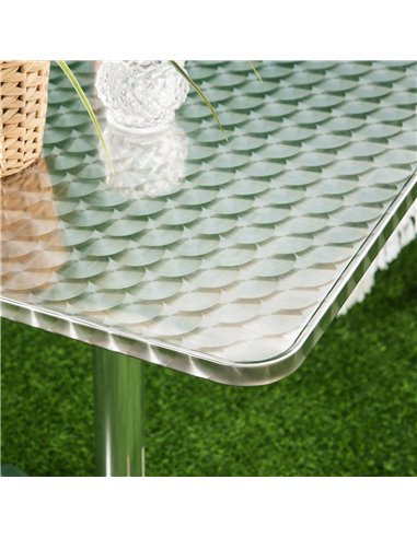 HOMCOM Height Adjustable Bistro Table Pub Bar Square Table Stainless Steel Top Aluminium Edge 60 x 60cm 02-0175