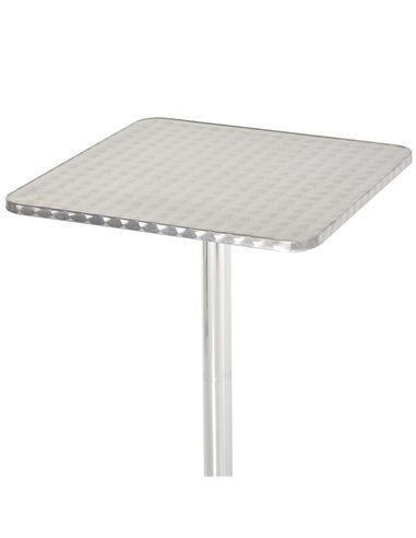 HOMCOM Height Adjustable Bistro Table Pub Bar Square Table Stainless Steel Top Aluminium Edge 60 x 60cm 02-0175