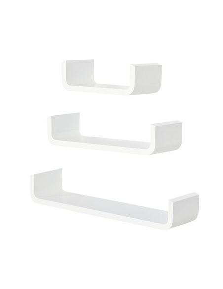 HOMCOM Floating U Shaped Wall Shelves, 3 Piece Decorative Display Shelf Set, Modern Home Decor, White 02-0631 - pic 70648 | FastDaddyshop