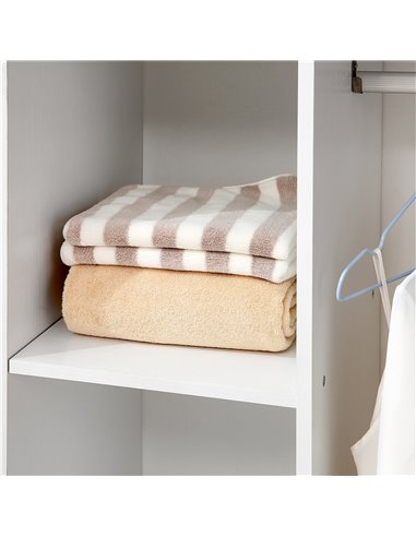 HOMCOM Open Wardrobe with Hanging Rail and Storage Shelves w/Wheels Bedroom-White