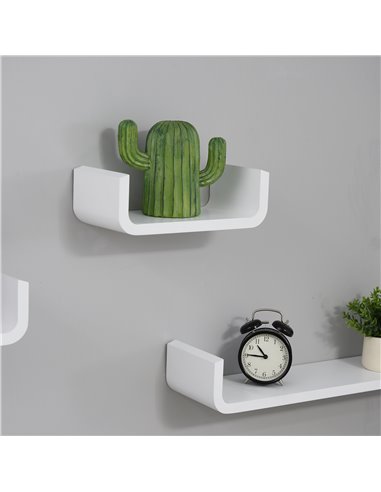 HOMCOM Floating U Shaped Wall Shelves, 3 Piece Decorative Display Shelf Set, Modern Home Decor, White 02-0631