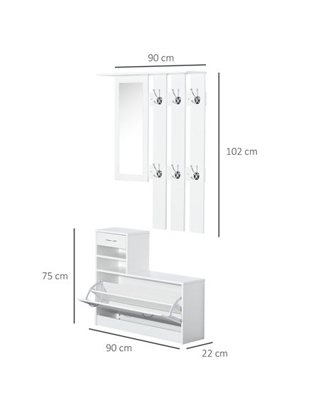 HOMCOM Entryway Furniture Set-White  831-146WT - pic 70659 | FastDaddyshop