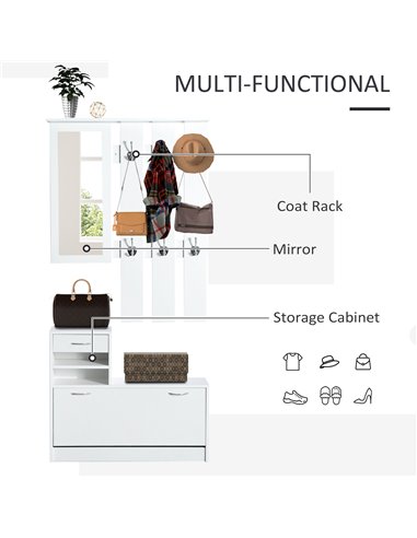 HOMCOM Entryway Furniture Set-White  831-146WT