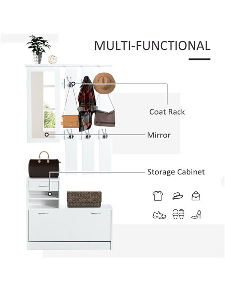 HOMCOM Entryway Furniture Set-White  831-146WT - pic 70660 | FastDaddyshop