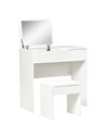HOMCOM Makeup Desk with Drawer, Vanity Table Set with Flip-up Mirror and Cushioned Stool, White 831-193WT