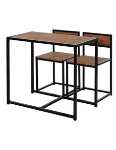 HOMCOM 3 Pcs Table Stool Set Industrial Design, Wood Colour 835-136