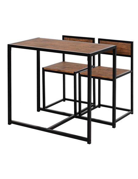 HOMCOM 3 Pcs Table Stool Set Industrial Design, Wood Colour 835-136 - pic 70684 | FastDaddyshop
