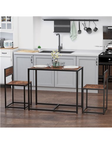 HOMCOM 3 Pcs Table Stool Set Industrial Design w/ Steel Frame MDF Panels Living Room Bar Modern Furniture 835-136