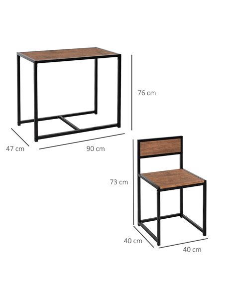 HOMCOM 3 Pcs Table Stool Set Industrial Design w/ Steel Frame MDF Panels Living Room Bar Modern Furniture 835-136 - pic 70686 | FastDaddyshop