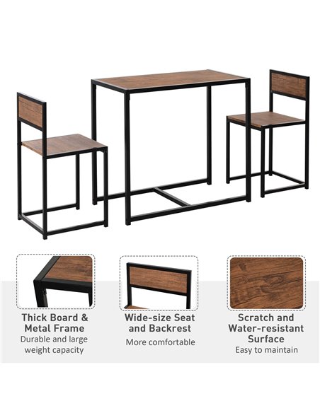HOMCOM 3 Pcs Table Stool Set Industrial Design w/ Steel Frame MDF Panels Living Room Bar Modern Furniture 835-136 - pic 70687 | FastDaddyshop