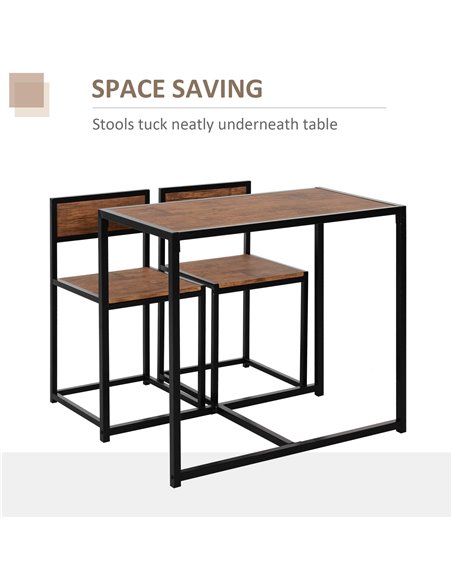 HOMCOM 3 Pcs Table Stool Set Industrial Design w/ Steel Frame MDF Panels Living Room Bar Modern Furniture 835-136 - pic 70690 | FastDaddyshop