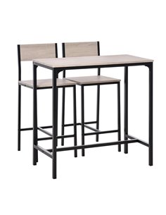 HOMCOM 3 Pcs Table Stool Set Industrial Design, Wood Colour 835-135