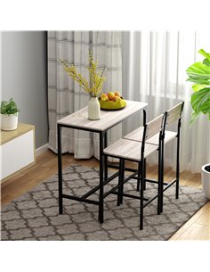HOMCOM 3 Pcs Table Stool Set Industrial Design, Wood Colour 835-135 2