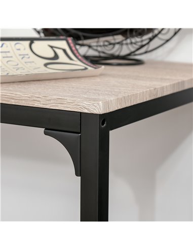 HOMCOM 3 Pcs Table Stool Set Industrial Design w/ Metal Frame Oak Tone MDF Panels Minimal Compact Beautiful 835-135