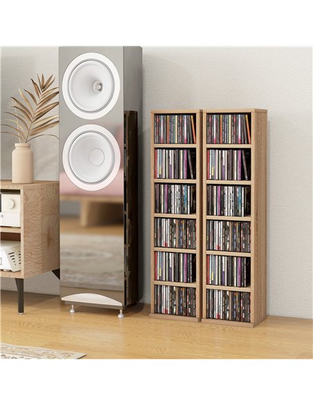 HOMCOM CD Media Display Shelf Unit Tower Rack with Adjustable Shelves, Set of 2 833-872V00AK - pic 70702 | FastDaddyshop