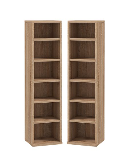 HOMCOM CD Media Display Shelf Unit Tower Rack, Set of 2, Natural 833-872V00AK - pic 70703 | FastDaddyshop
