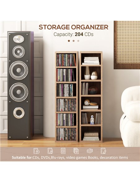 HOMCOM CD Media Display Shelf Unit Tower Rack with Adjustable Shelves, Set of 2 833-872V00AK - pic 70705 | FastDaddyshop