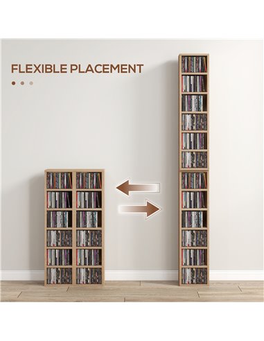 HOMCOM CD Media Display Shelf Unit Tower Rack with Adjustable Shelves, Set of 2 833-872V00AK