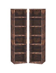 HOMCOM CD Media Display Shelf Unit Tower Rack, Set of 2, Rustic Brown 833-872V00RB