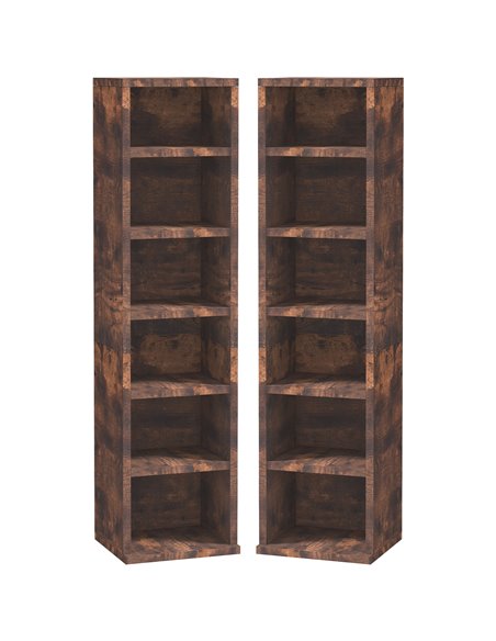 HOMCOM CD Media Display Shelf Unit Tower Rack, Set of 2, Rustic Brown 833-872V00RB - pic 70711 | FastDaddyshop