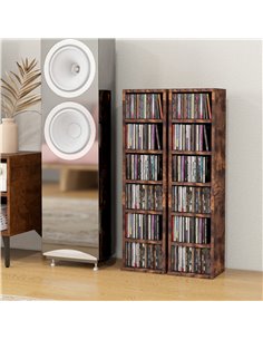 HOMCOM CD Media Display Shelf Unit Tower Rack, Set of 2, Rustic Brown 833-872V00RB 2