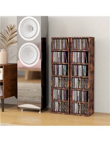 HOMCOM CD Media Display Shelf Unit Tower Rack with Adjustable Shelves, Set of 2 833-872V00RB
