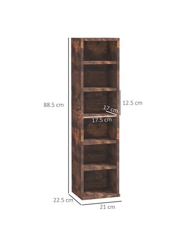 HOMCOM CD Media Display Shelf Unit Tower Rack with Adjustable Shelves, Set of 2 833-872V00RB