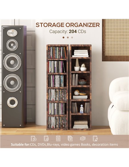 HOMCOM CD Media Display Shelf Unit Tower Rack with Adjustable Shelves, Set of 2 833-872V00RB - pic 70714 | FastDaddyshop