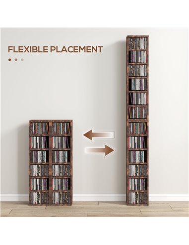 HOMCOM CD Media Display Shelf Unit Tower Rack with Adjustable Shelves, Set of 2 833-872V00RB