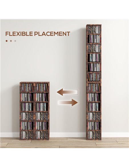 HOMCOM CD Media Display Shelf Unit Tower Rack with Adjustable Shelves, Set of 2 833-872V00RB - pic 70715 | FastDaddyshop