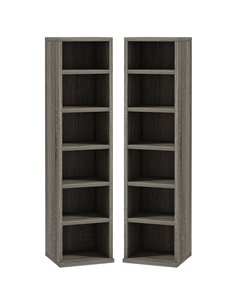 HOMCOM CD Media Display Shelf Unit Tower Rack, Set of 2, Mocha Wood Effect 833-872V00CG