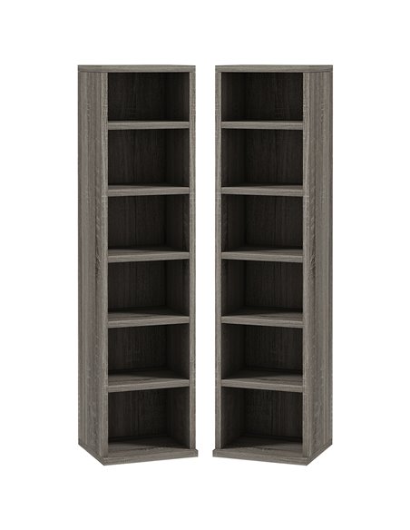 HOMCOM CD Media Display Shelf Unit Tower Rack, Set of 2, Mocha Wood Effect 833-872V00CG - pic 70720 | FastDaddyshop