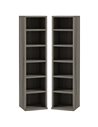 HOMCOM CD Media Display Shelf Unit Tower Rack, Set of 2, Mocha Wood Effect 833-872V00CG