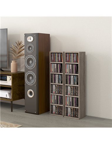 HOMCOM CD Media Display Shelf Unit Tower Rack with Adjustable Shelves, Set of 2 833-872V00CG