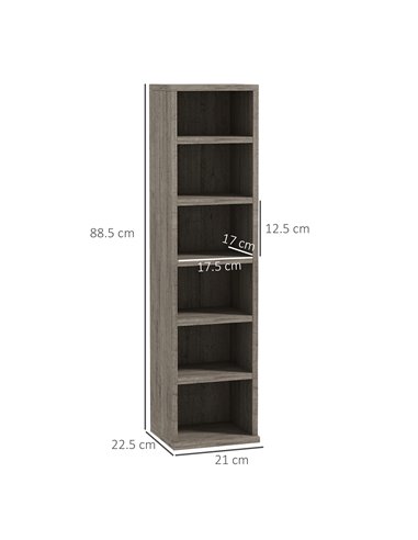 HOMCOM CD Media Display Shelf Unit Tower Rack with Adjustable Shelves, Set of 2 833-872V00CG