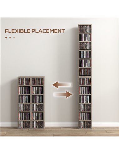 HOMCOM CD Media Display Shelf Unit Tower Rack with Adjustable Shelves, Set of 2 833-872V00CG