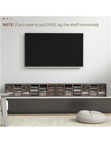 HOMCOM CD Media Display Shelf Unit Tower Rack with Adjustable Shelves, Set of 2 833-872V00CG