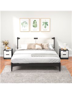 HOMCOM Set of 2 Bedside Cabinets with Dual Drawers, White and Black 831-743V80WT 2