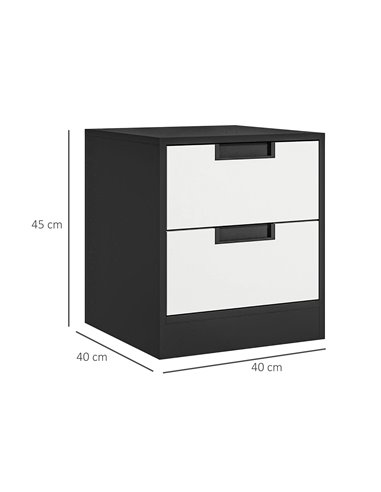 HOMCOM Set of 2 Bedside Cabinets with Dual Drawers, Modern Nightstands for Bedroom Storage, Living Room Accent Furniture, White 